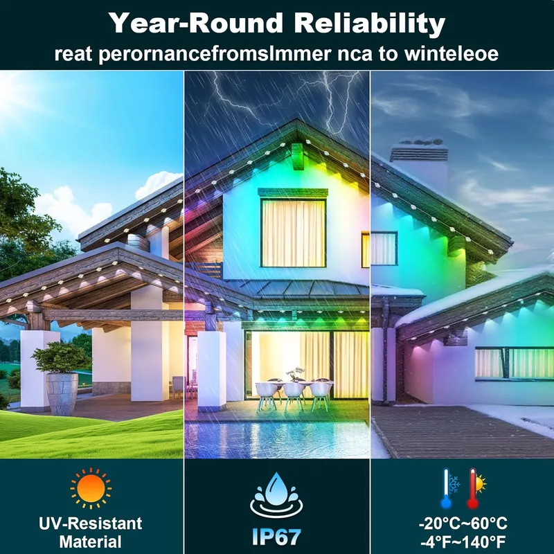 INZIDOL Permanent Outdoor Lights,500FT RGB Eave Light